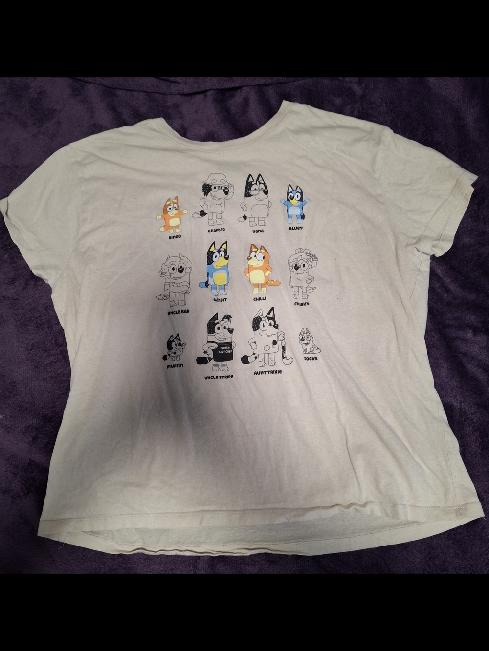 White Short Sleeve Tee with Colorful Cartoon Grid
